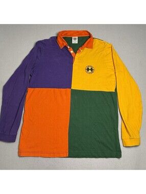 VTG Cross Colours Rugby Shirt Mens M Colorblock Long Sleeve Hip Hop 90s Y2K